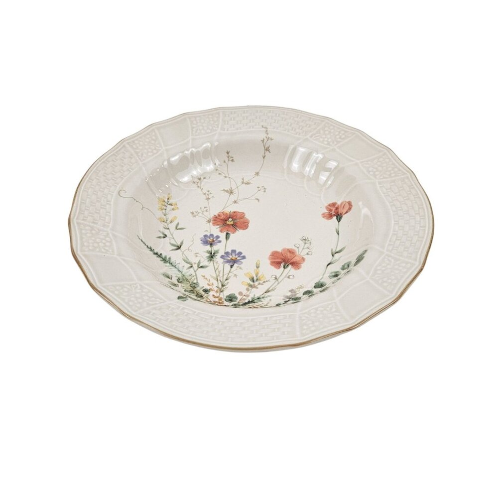 Mikasa Margaux Large Rim Soup Bowl Floral Embossed Basketweave Vintage Japan - Picture 2 of 10